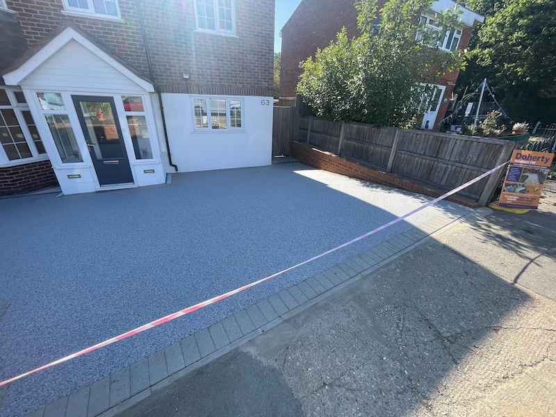 front view silver resin driveway in Egham by Doherty Solutions Ltd